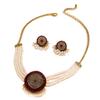 Imitation Pearl Retro Jewelry Set Luxury Choker Necklace Set Rhinestone Necklace Earrings  Wedding