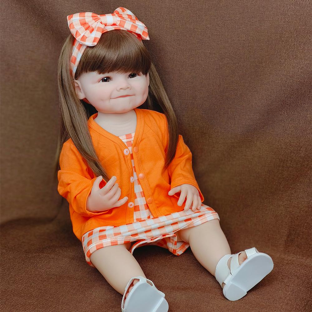 Tam Silikon Bebek Bebe Vinil Oyuncak Gerçekçi Yeniden Doğan Bebekler Gerçekçi 55CM Yenidoğan Kız Bebek Prenses Yürümeye Başlayan Çocuk Oyuncak Hediye
