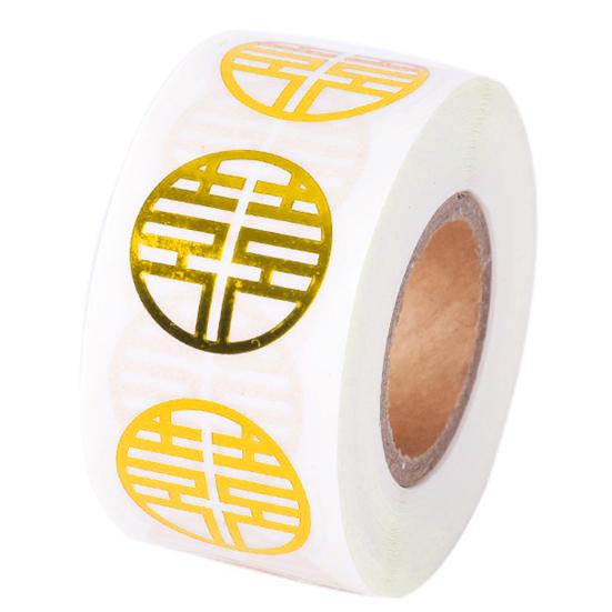 500Pcs/Roll Double Happiness Label Stickers Adhesive PVC Holidays Daily New Year Label Stickers for Book