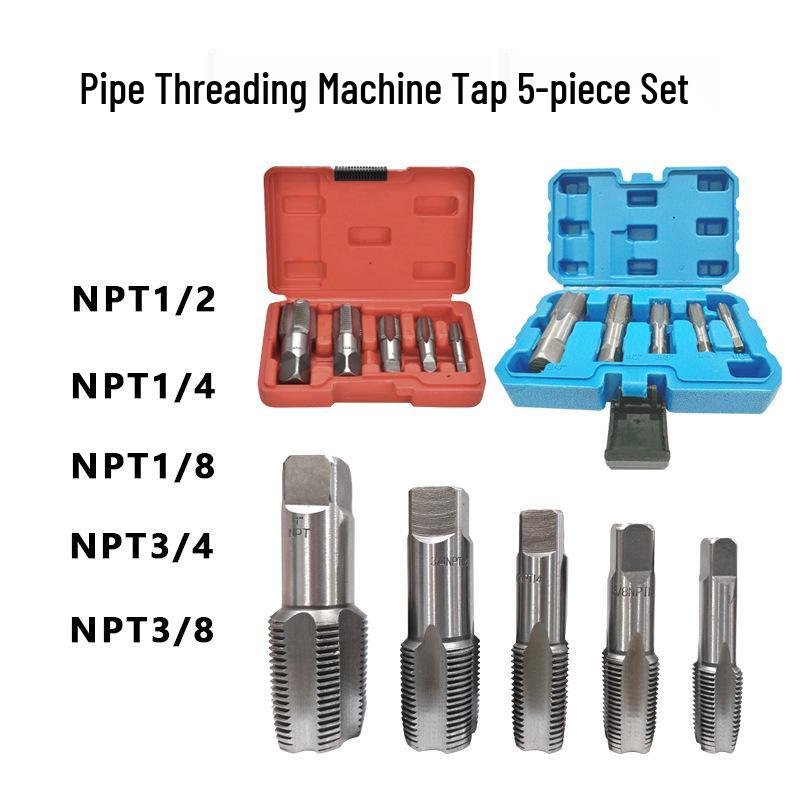 Thread Repair Tool NPT Taper Tap Set, 5-Piece and 6-Piece Bearing Steel Pipe Thread Tap