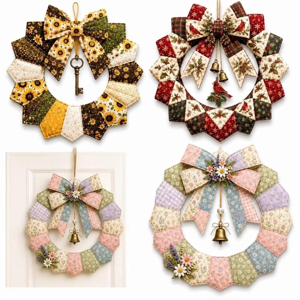 Pre-Cut Fabric Strips Fabric Poke Wreath DIY Kit Christmas Wreath Making Set Beginner-Friendly