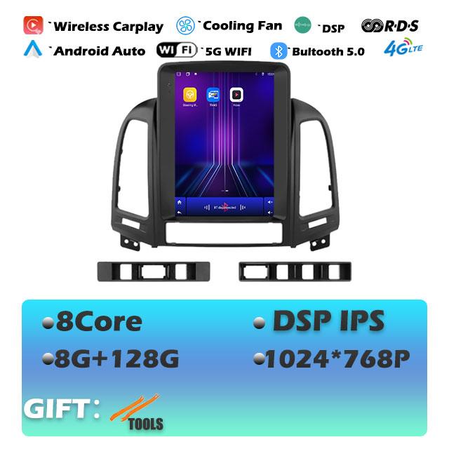 9.7'' For Hyundai Santa Fe 2 2006-2012 Carplay Android14 Car Radio Multimedia Video Player Navigaion Head Unit Stereo Audio