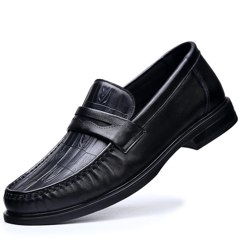 

Модный костюм мужские лоферы Удобные повседневные деловые Роскошный стиль Уличная ходьба на открытом воздухе Кожаная обувь на плоской подошве Черный Новый 44 чёрный