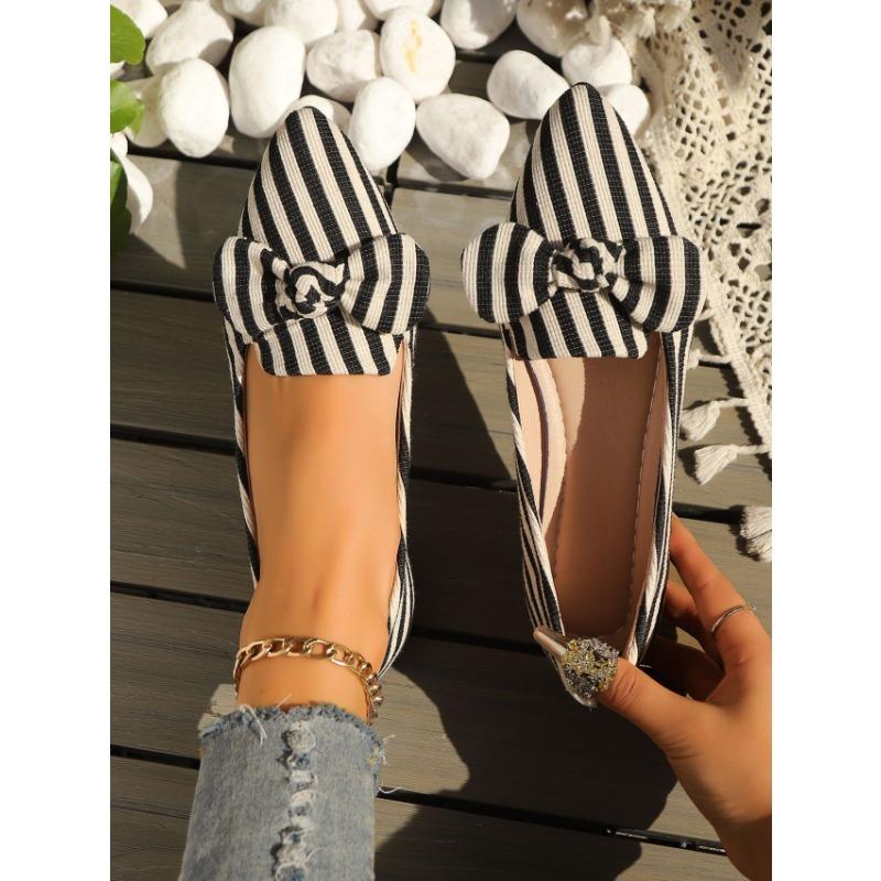 Design Sense Half Pack of Slippers Women's Middle Heel 2 Summer One-pedal Lazy Drag Striped Bow Thick Heel High Heels