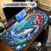 Koi Fish Theme Personalized Mouse Pad Custom Name Text Non Slip Desk Pad For Laptop Office Desktop