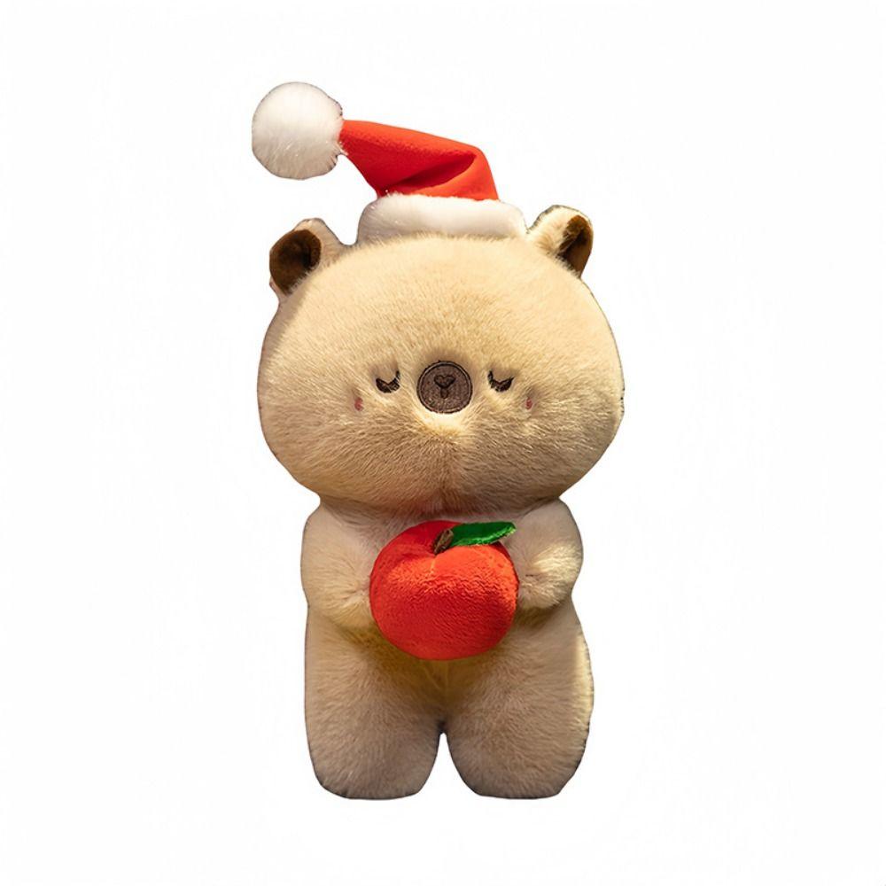 Red Scarf Christmas Capybara Plush Doll with Red Hat Capibara Fluffty Doll  Christmas Toy
