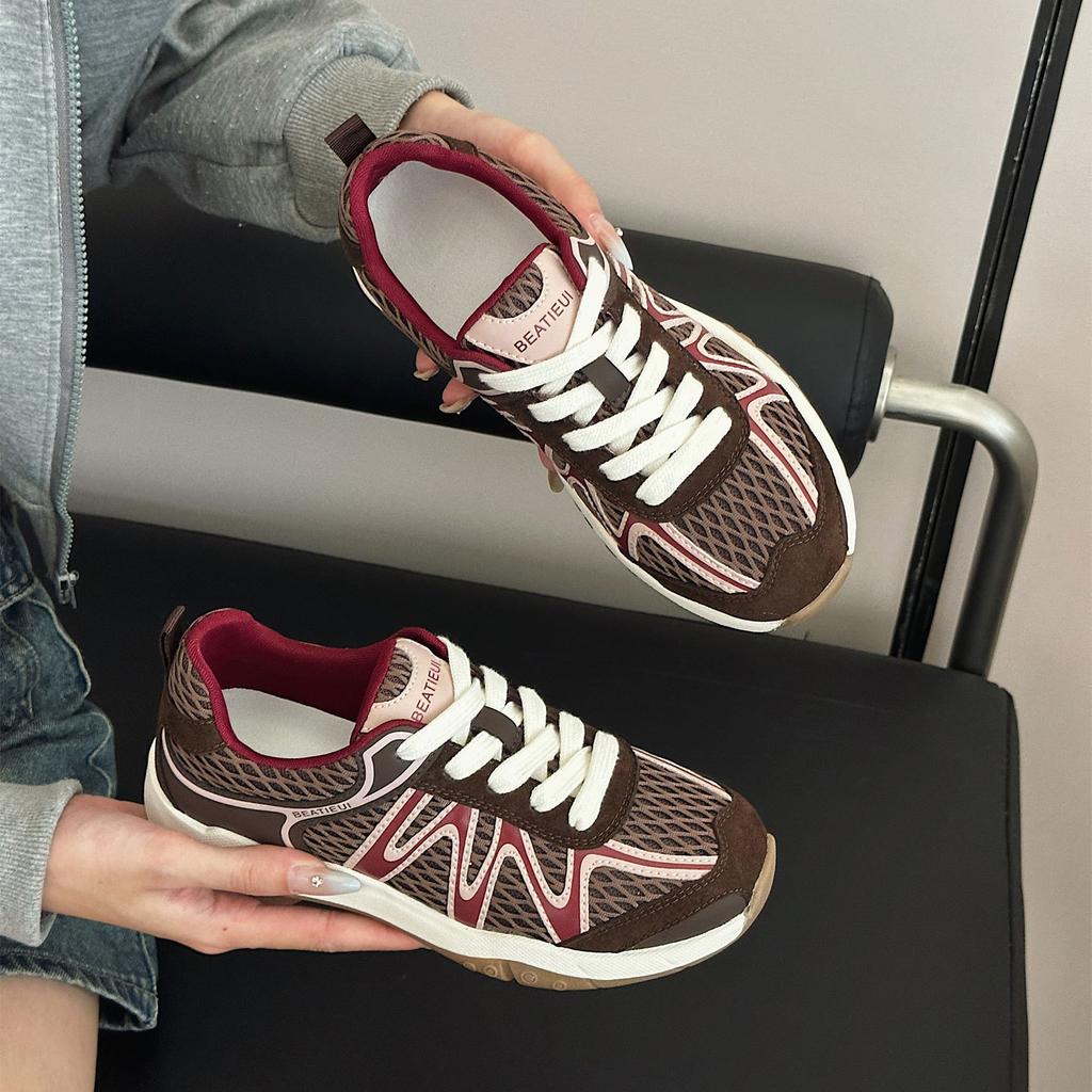 Fashion Women's Platform Sneakers Autumn New Soft Sole Breathable Comfortable Running Shoes Fashion Lace Up Height Increase Casual Shoes