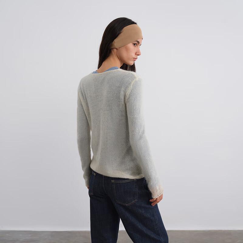 ZIELONY Pasek Damski Dopasowany Przezroczysty Dzianinowy Top z Mieszanki Wełny