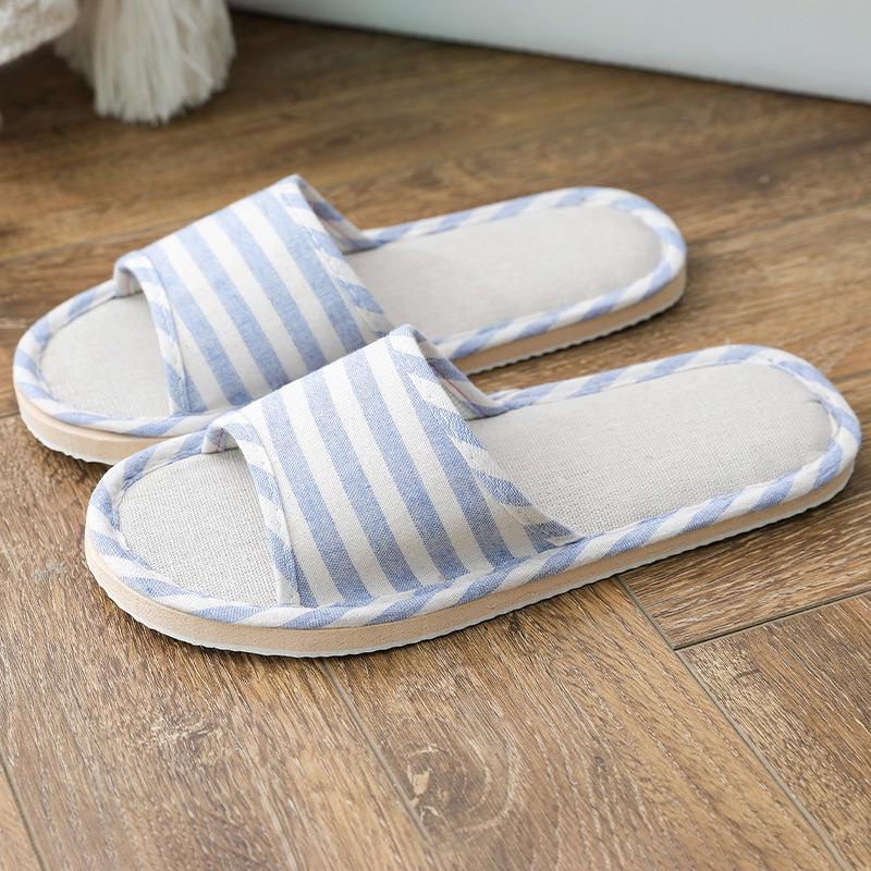 Japanese Style Women's Cotton Linen Slippers - Non-slip, Soft Sole for Indoor Use - Ideal for Summer, Spring, and Autumn.