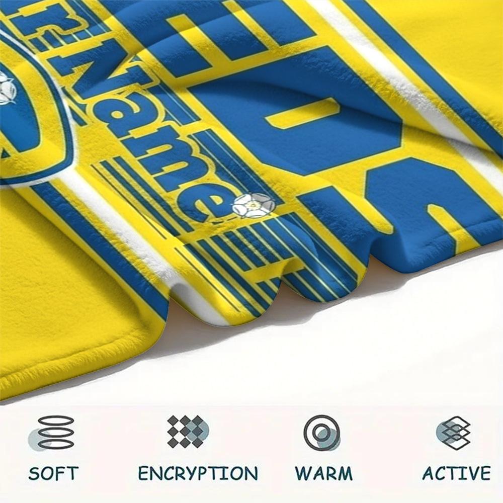 1PC Leeds Crest Custom Name Patterned Flannel Blanket Suitable For All Seasons For Home Decor Warmth And Comfort Gifts Holiday Present