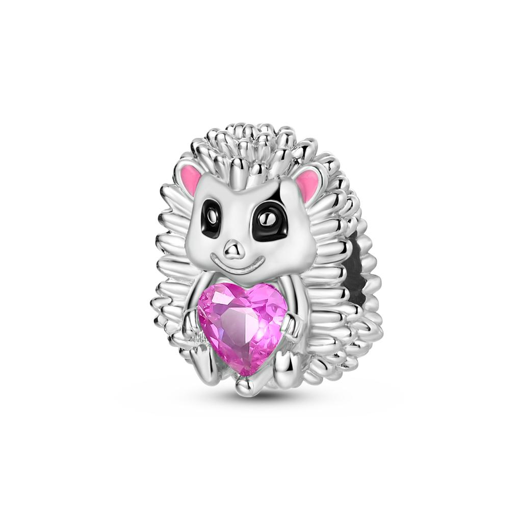 Silver Plated Pink Color Charm Beads Flower Love Heart Dangle fit Original Bangle Bracelet Necklace Pendant Jewelry Women Gift