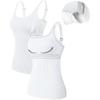 CHARMLEAKS Tank Top for Women with Built-in Padded Bra Adjustable Wide Strap Camisole Cotton Cami Shirts