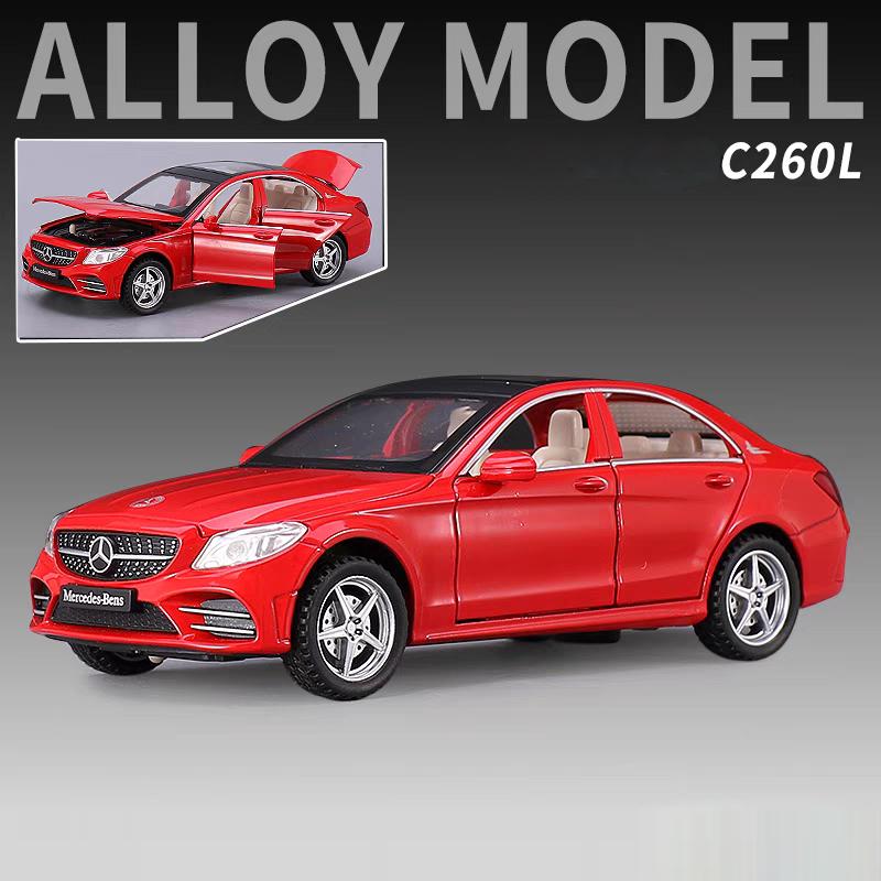 Mercedes Benz C260L Simulation Diecast & Toy Vehicles Sounds & Light Pull Back Car 1:32 Alloy Model Gifts For Children