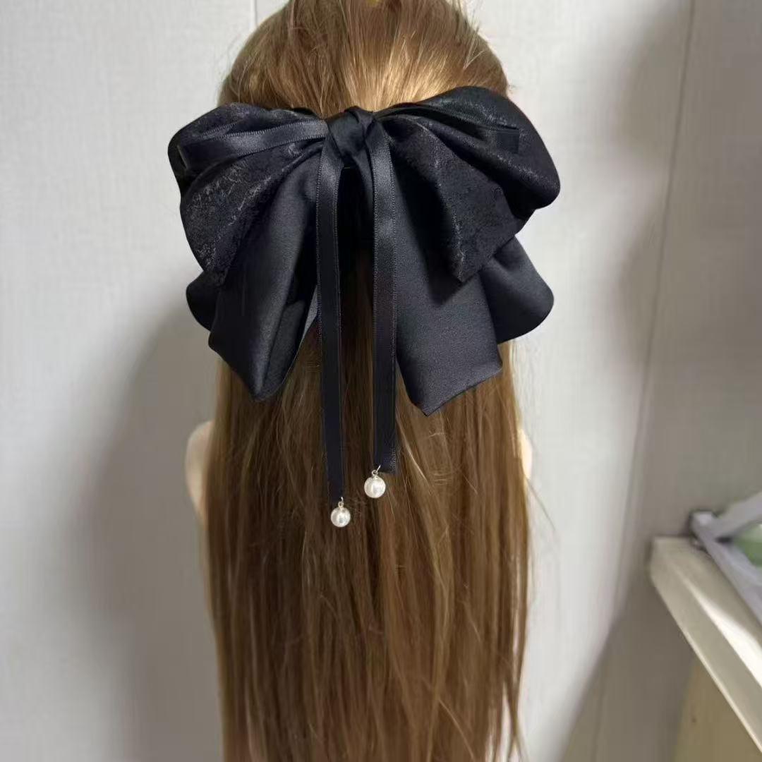

Элегантная ретро атласная заколка-бант для волос для женщин - Идеально подходит для низких хвостов и украшений для головы