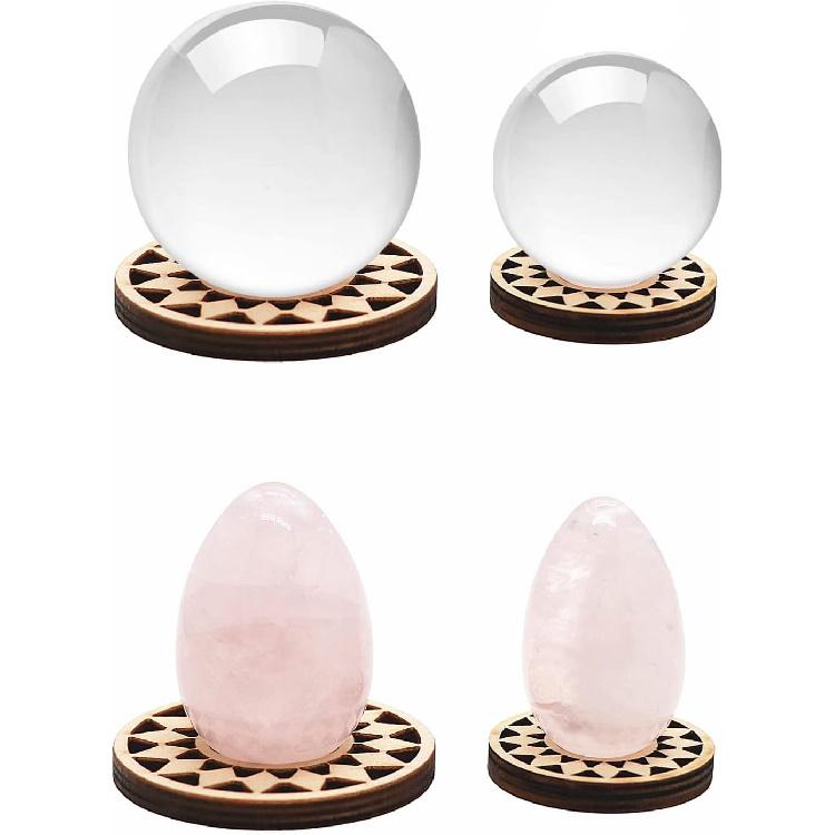 10 PCS Wood Crystal Ball Stand for 20 - 100 mm Sphere, Wooden Sphere Holder, Crystal Ball Display, Egg Rocks Stand