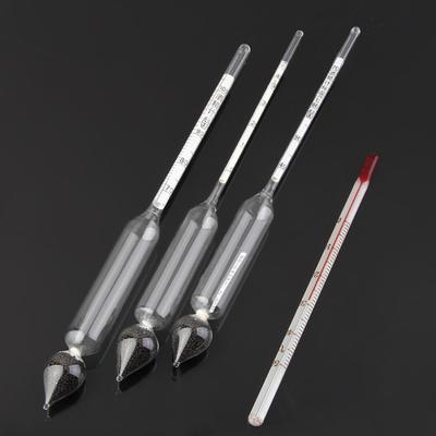 Alkoholgehalt 0–100 %. 3-teiliges Hydrometer-Messwerkzeug + Thermometer