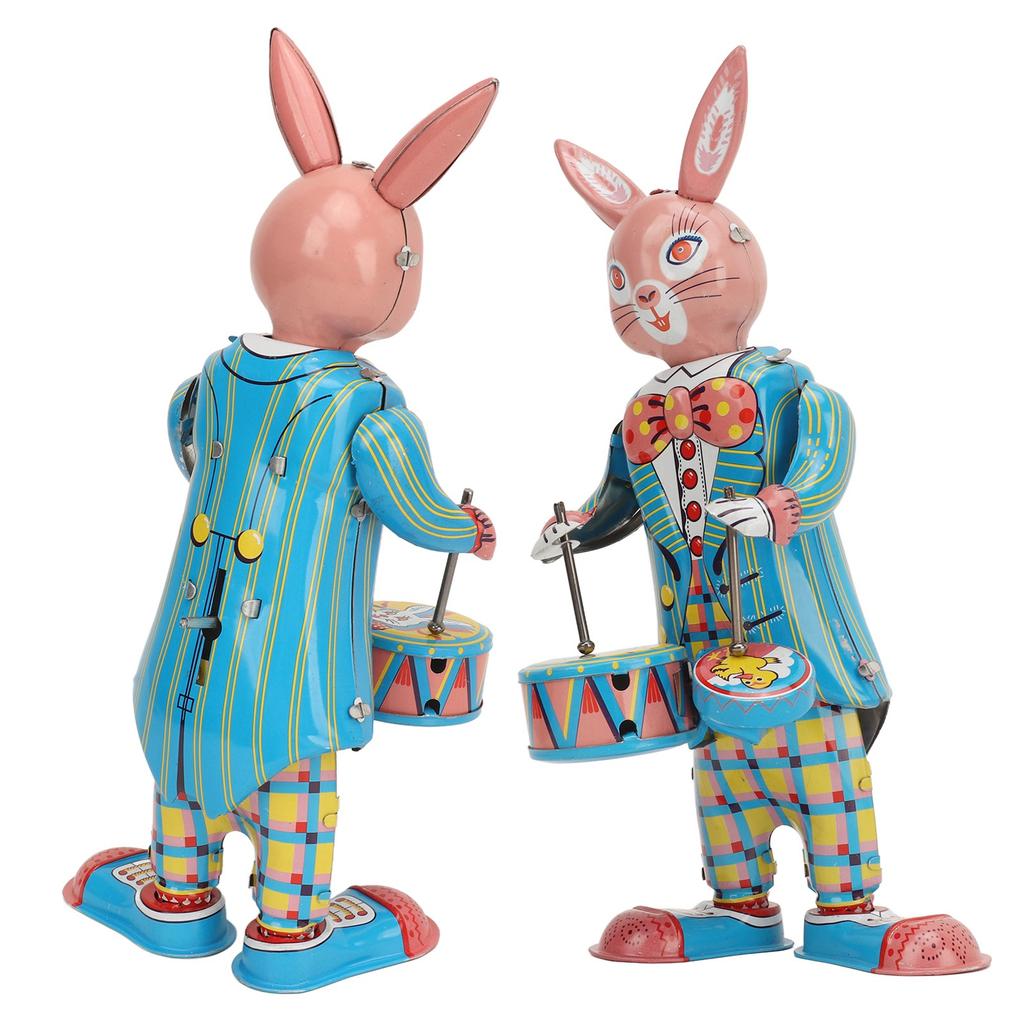 Hase Aufziehspielzeug Retro Metall Schwingender Trommelnder Hase Aufziehspielzeug für Geschenk Sammlung