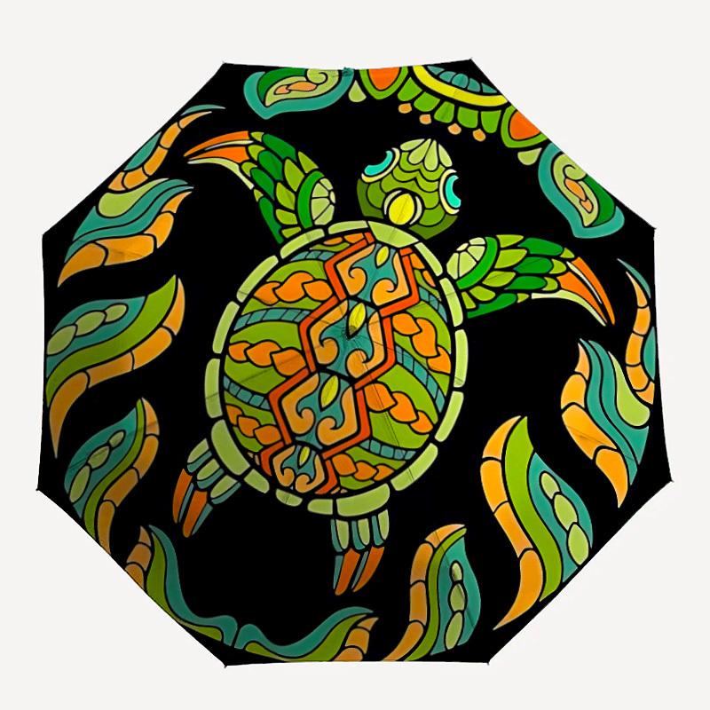 

1pc Turtle Mandala Automatic Open/close, All-Season Portable Folding Umbrella for Friends, Travel, Everyday yy250812153