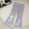 New Style Cartoon Bell Bottom Leggings for Girls - Elastic Long Pants for Spring & Autumn
