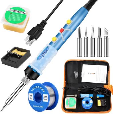 80W Digital LCD Electric Soldering Iron Kit Set Temperature Adjustable 200 To 450℃ Welding Tool Ceramic Heater Soldering Rework