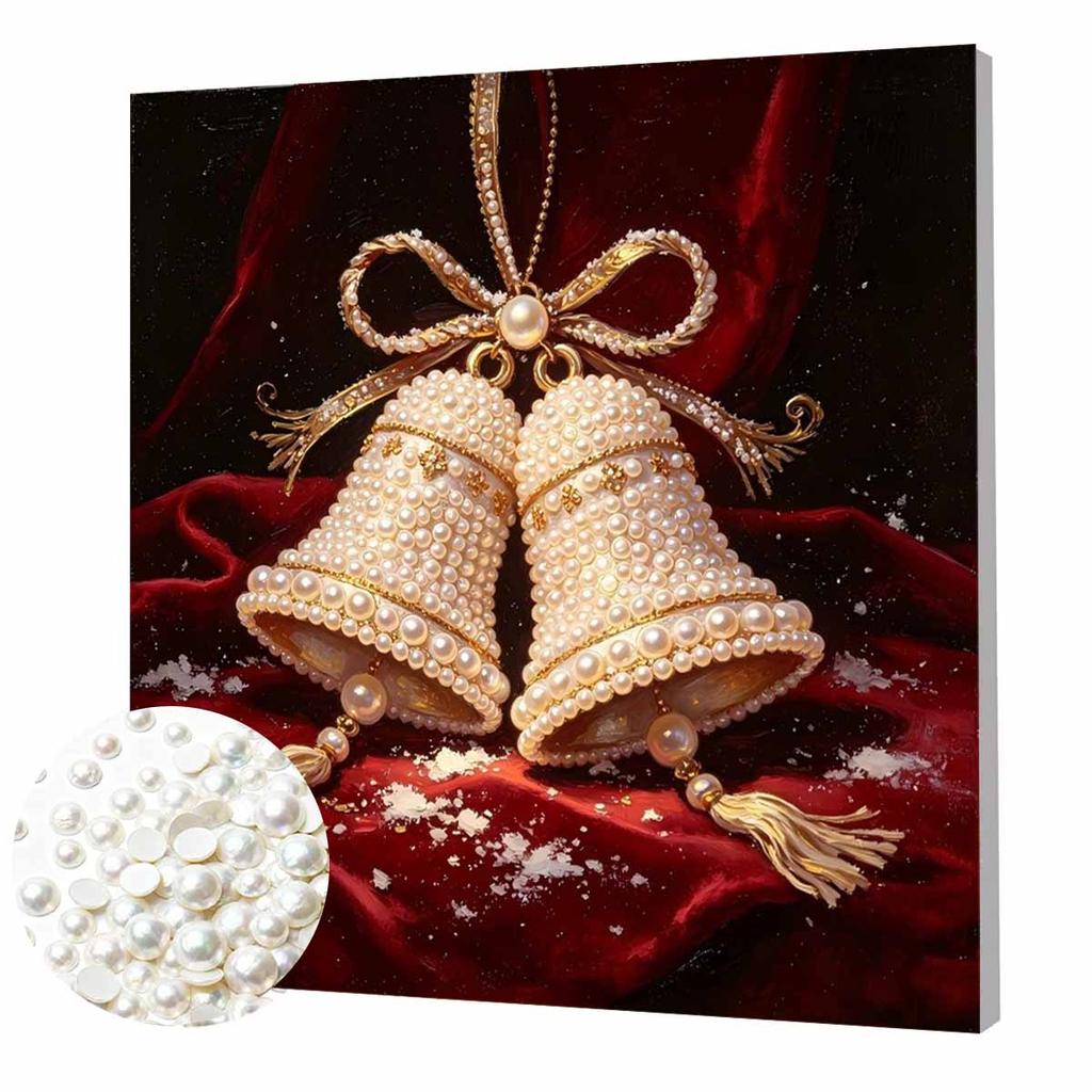DIY Mini Gerahmtes Perlenmalerei-Set Perlen Weihnachtsglocken Leinwand Heimdeko Malerei