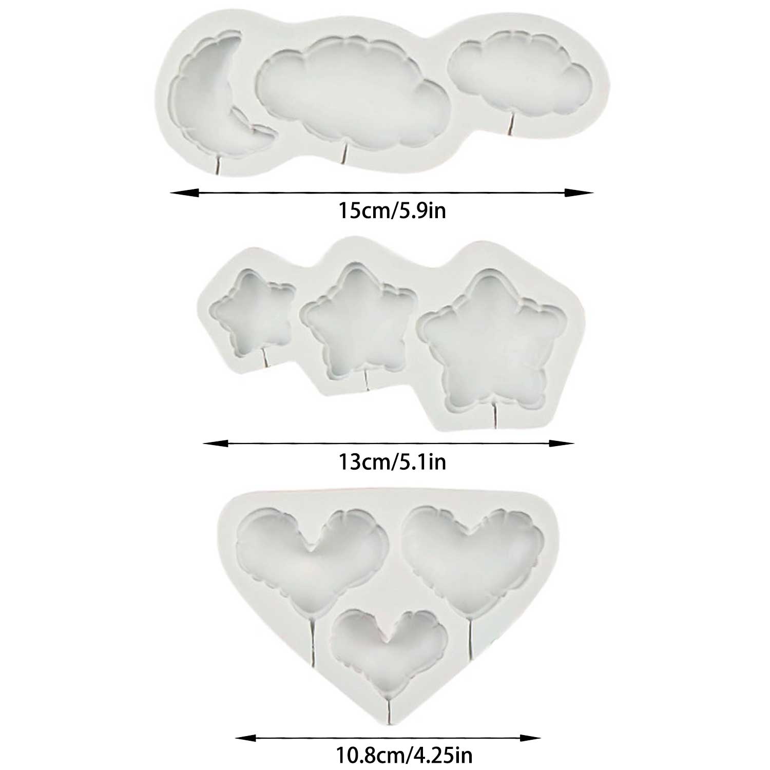 

3 set Balloon shape cloud, heart, star silicone mold, a birthday atmosphere shape creation mold