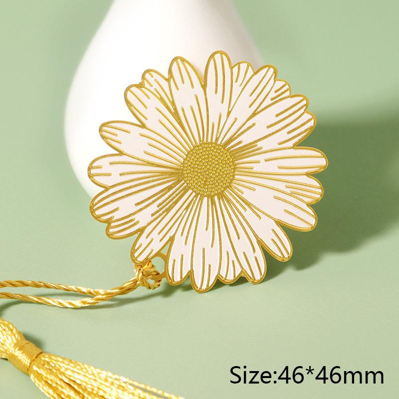 Chinese Style Vintage Rose Flower Leaves Metal Bookmark Tassel Book Clip Pagination Mark Student Gift Stationery School Supplies