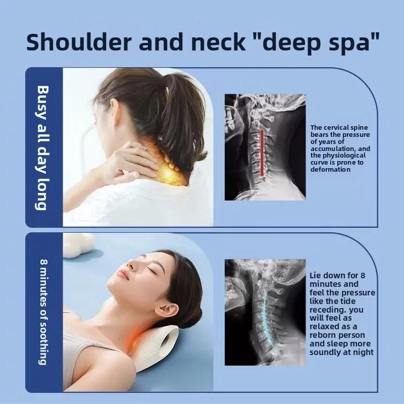 Neck Traction Massage Pillow With Stretching For Office Workers And Home Use