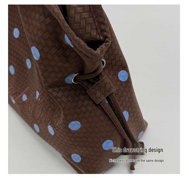 2026 Korean Fashion Polka Dot Large Capacity Ballet Style Tote & Shoulder Bag