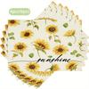 4/6pcs Sunflower Sunshine Polyester Placemats, 11.81x17.72inch, Rectangular Table Mats with Vibrant Yellow and Orange Sunflowers, Green Leaves, an