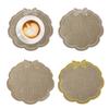 Placemat with Petal Shape And Bow Embroidery Table Mat Round Heat Insulation Non-Slip Oil Resistant Placemat for Dining Room