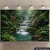 2D Lush Jungle Banner with Tiered Waterfalls Photo Booth Background Cloth