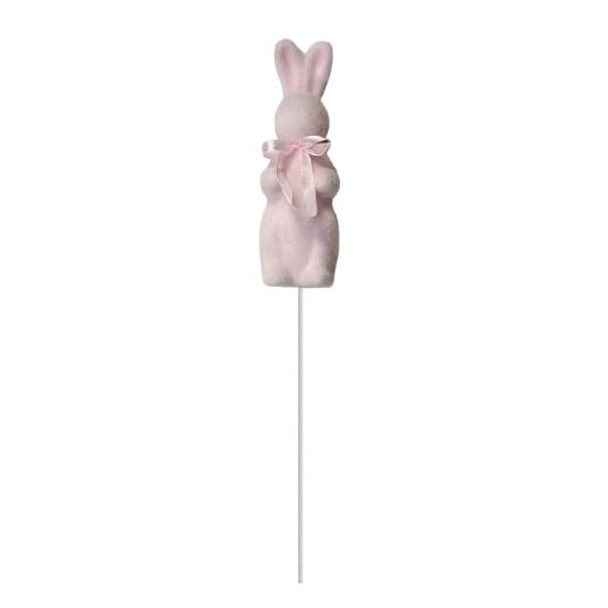 Easter Flocked Bunny Figurine Small Foam Rabbit with Bow Tie Spring Bunny Stake for Outdoor Indoor Yard Lawn Planter Pot Decor