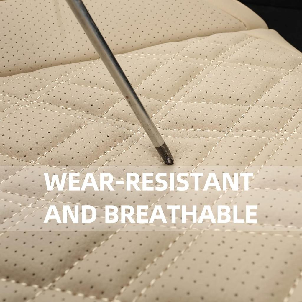 Car Seat Cover Front PU Leather Seat Covers, 2Pcs Universal Bottom Seat Covers for Cars, Anti-Slip, Storage Bags,Full Wrapping Edge Fits 95% of