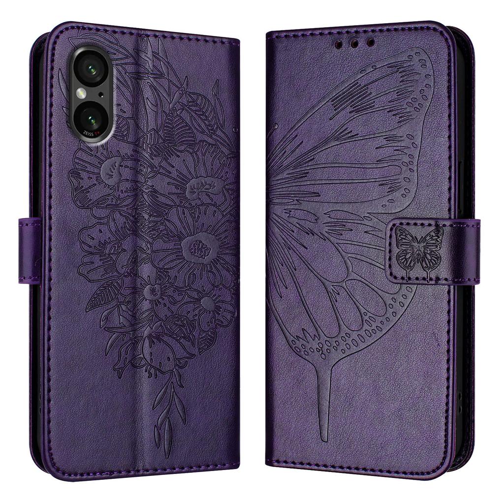 Butterfly Flowers PU Leather Case Kickstand Card Holder Slots TPU Shockproof Flip Cover For Sony Xperia 5 IV, 10 IV, 1 IV, 1 III , 5 III, 10 III, L4..