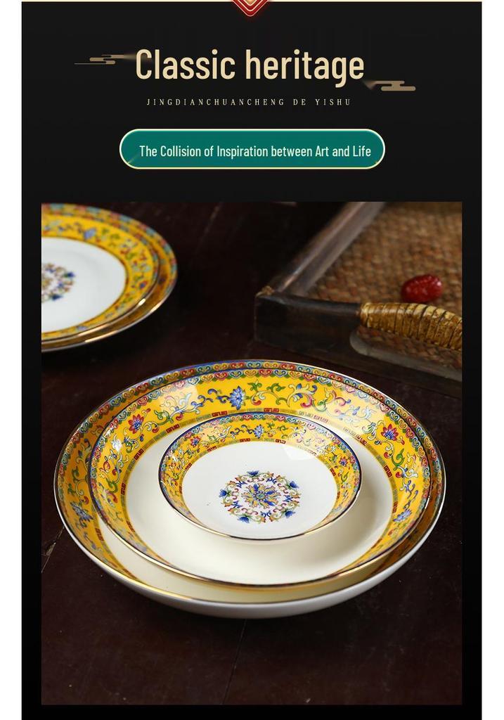 Ceramic Chinese Style Rice and Noodle Bowl Set with Enamel Color