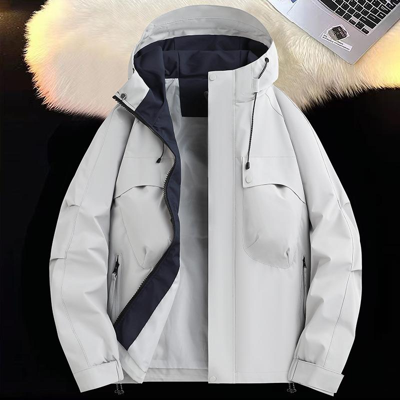 Spring and Autumn Jackets Men's and Women's New Windproof and Waterproof Tooling Jacket Multi-pocket Hooded Jacket Simple