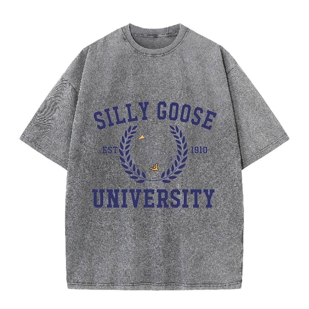 2026 Sommer Unisex Lustige Gans Universität Grafik T-Shirt Lustig Baumwolle Rundhals Kurzarm Locker Lässig Täglich Streetwear Oberteil