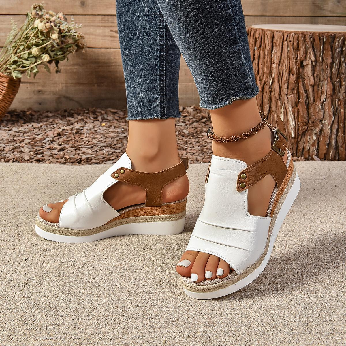 

Women s Plus-Size Wedge Pumps: New Summer Style with Buckle, Perfect for Beach and Casual Wear 43