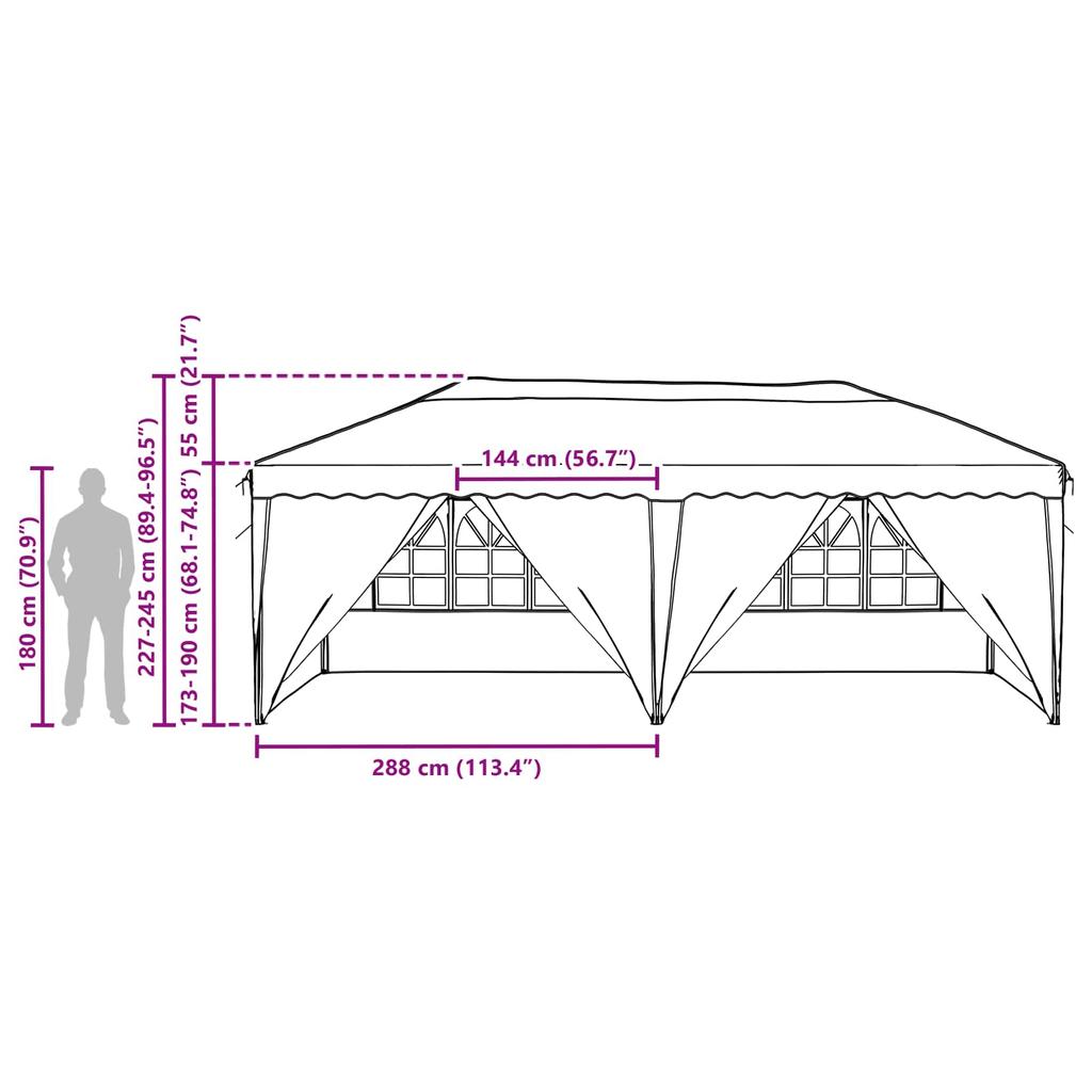 Pop Up Party Tent 575 X 288 X 245 Cm Blue