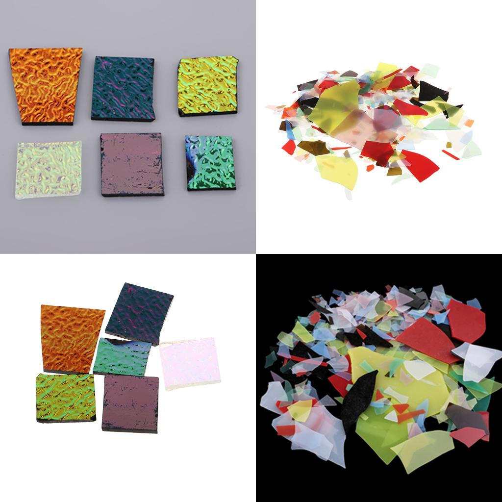 56g Kiln Fusing Glass Confetti Dichroic Tiles - Assorted Microwave for DIY