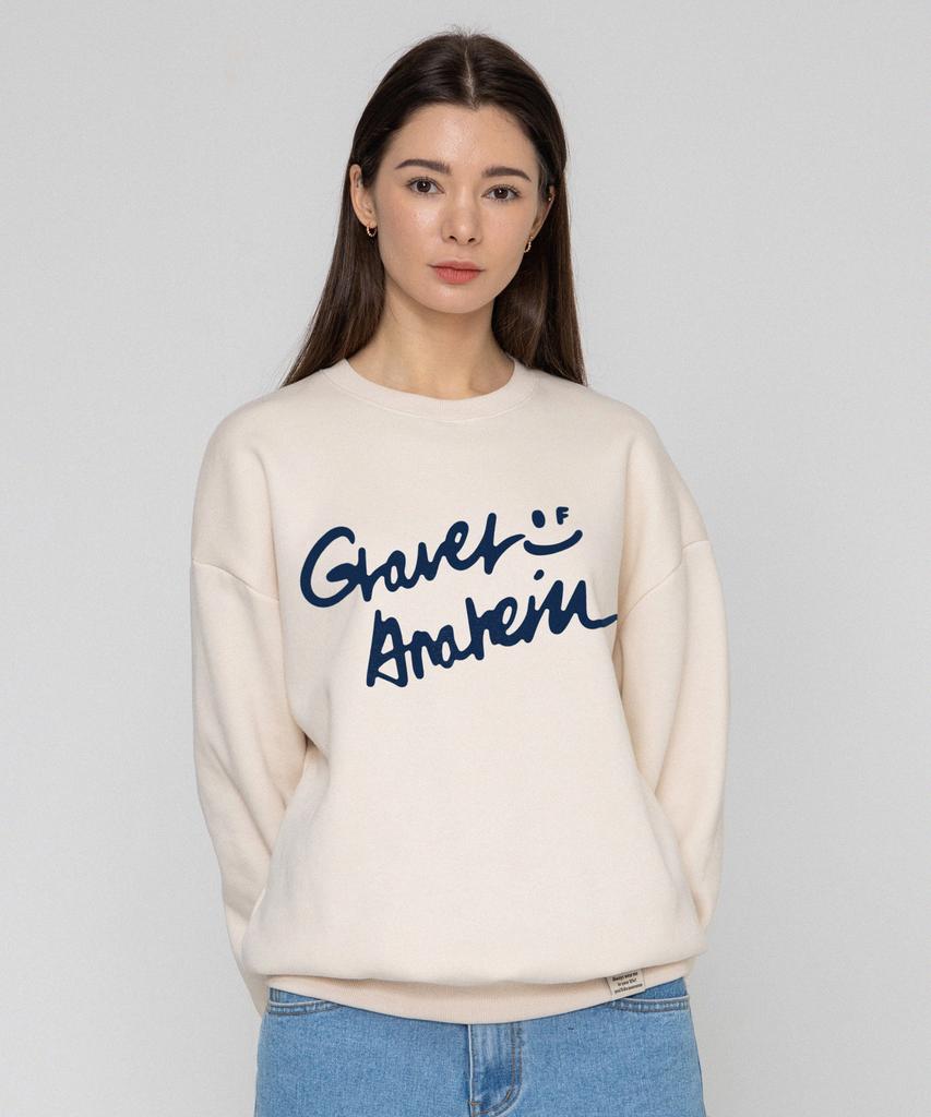 GRAVER [Unisex] Drawing Logo Smile Sweatshirt_Cream