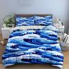 Blue Ocean Wave Print Bedding Set Bedding set (1 duvet cover, 2 pillowcases, duvet not included)