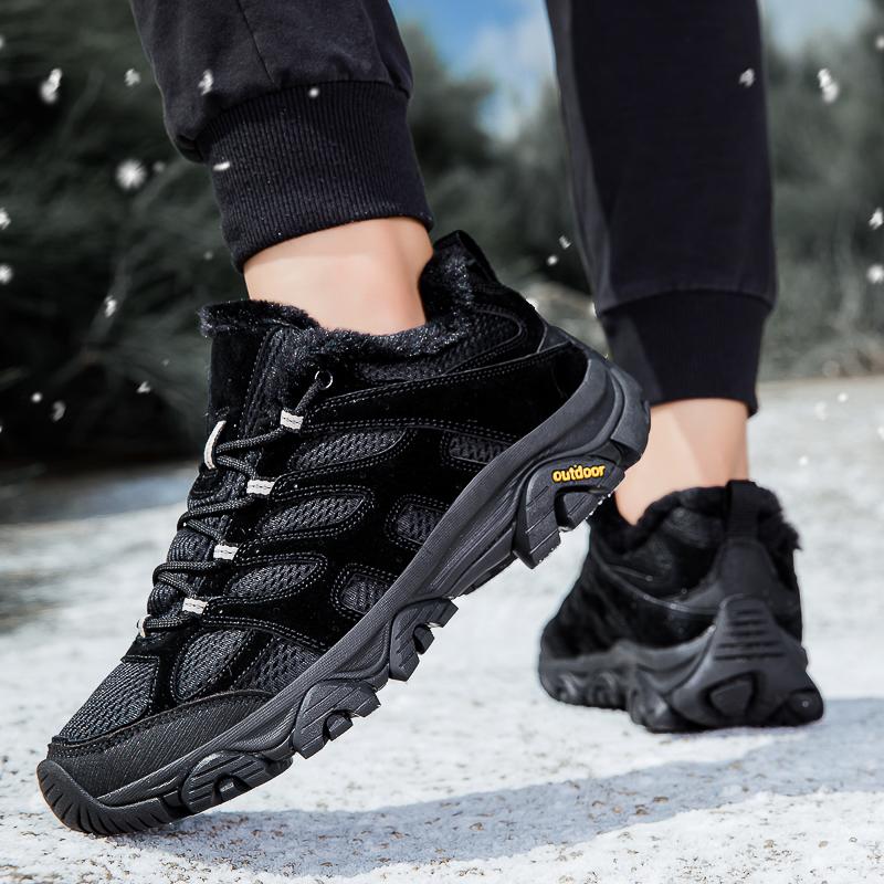 TUINANLE Women Cotton Shoes Winter Casual Plush Warm Snow Boots Female Outdoor Non-Slip Lace Up Walking Sneakers Men