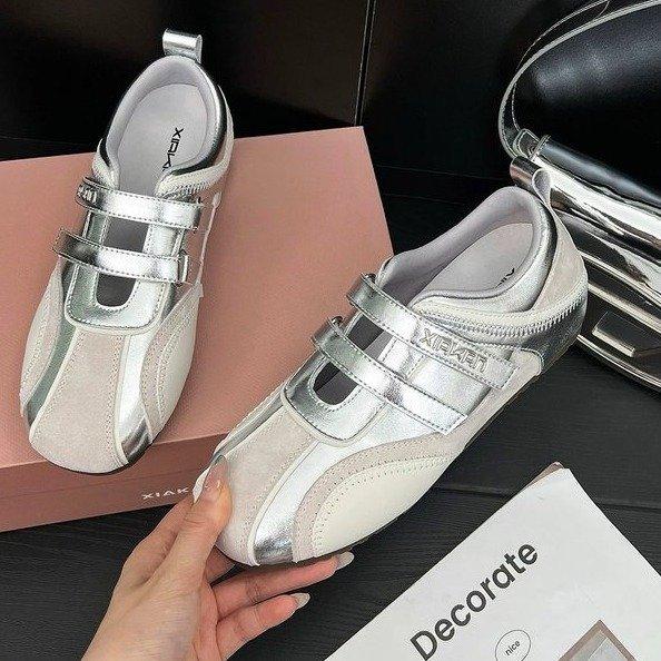 Real soft leather inner height increase 6cm Velcro hollow sports Mary Jane shoes women's summer versatile casual moral training shoes tide
