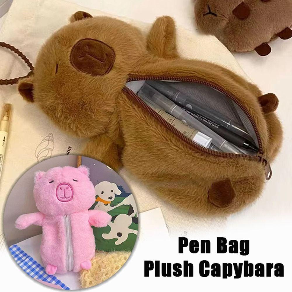 Large Capacity Pen Bag Capybara Toy Storage Bag High Quality Stationery Organizer  Gift