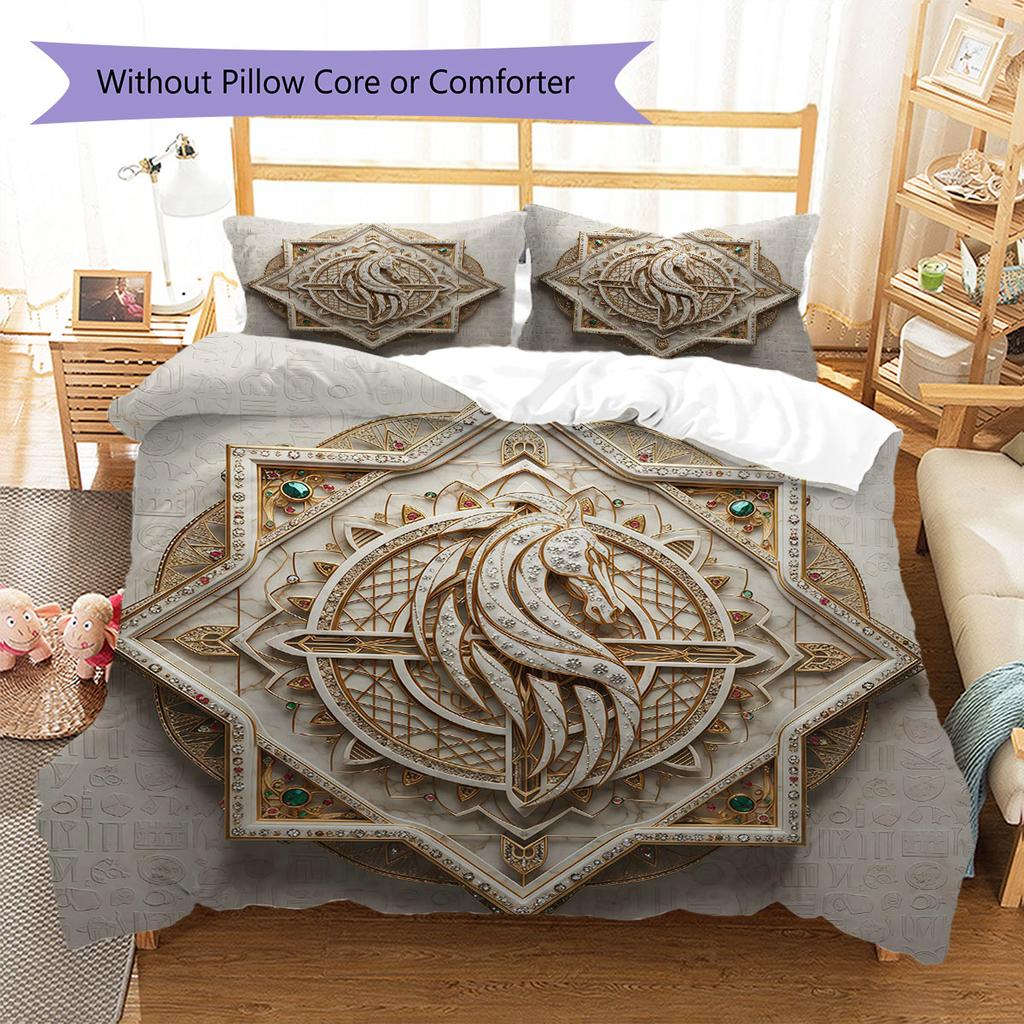 EmbossedAllianceTotem Pattern Bedding Quilt Set Quilt Cover Pillowcase Home Decoration Birthday Gift (1 * duvet cover + 2 * pillowcase, without core)