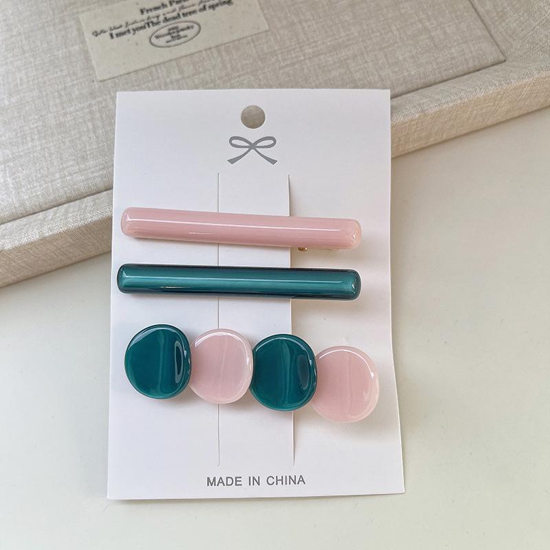 Ins  Colorful Round Three-Piece Set Hairpin Fashion Simple Temperament Female Bangs Side Hairpin Hair Accessories