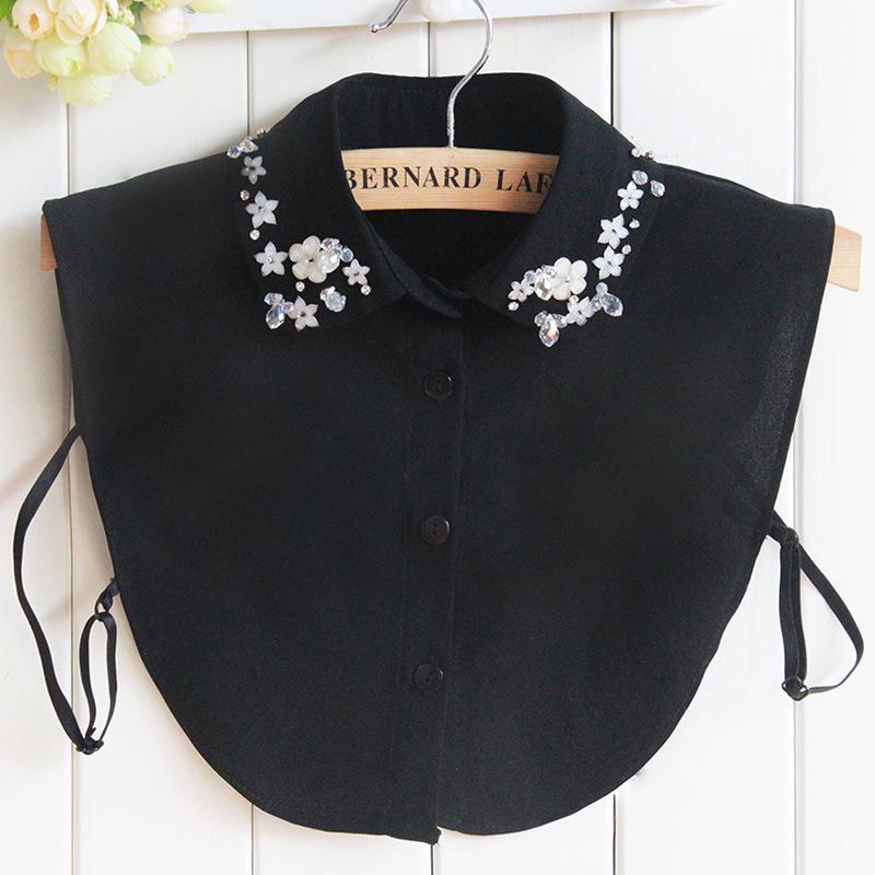 Korean Style Chiffon Beaded Faux Collar Women s Fall/Winter Shirt