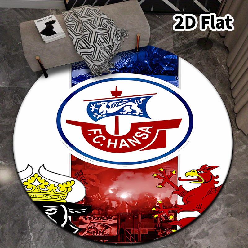 Fc Hansa Rostock Round Area Rug Carpet Rug For Living Room Bedroom Sofa Playroom Decor Nonslip Floor Mat